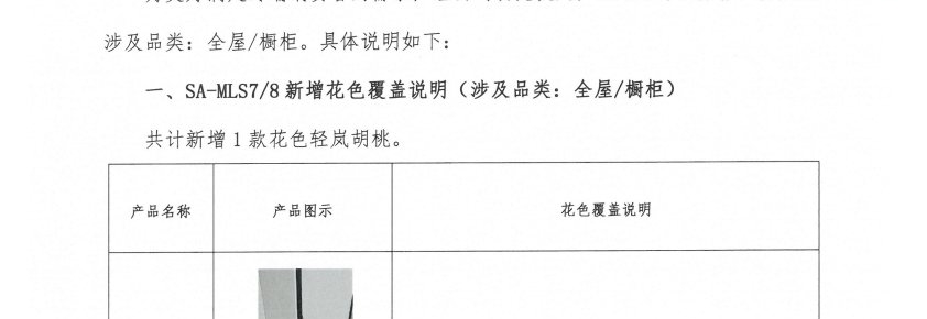 关于整装中心SA-MLS7&8新增1款花色的通知